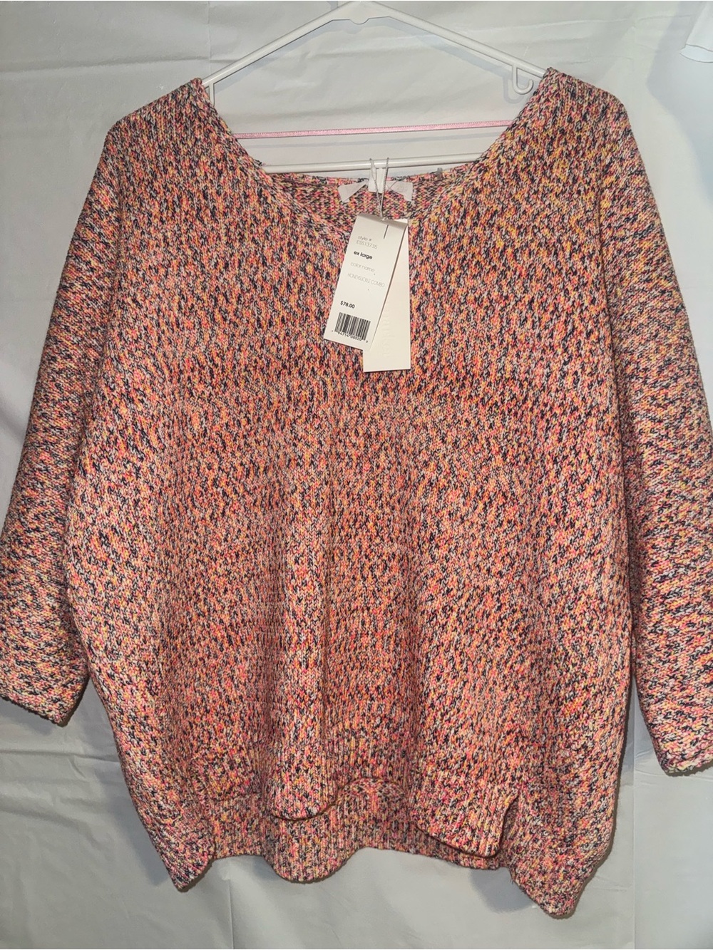 Women's Multicolor Knit Pullover Sweater - Pink Blend